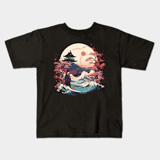 JAPANESE WOODBLOCK PRINT Kids T-Shirt